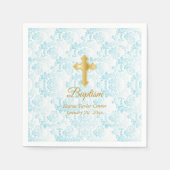 Aangepaste doop in blauw, wit en goud servetten (Voorkant)