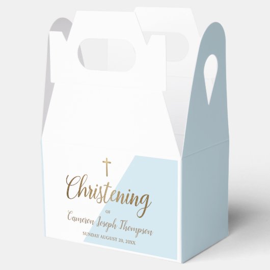 Aangepaste doopsel Blauwe baby jongen Favor Box Bedankdoosjes (Geopend)