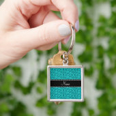 Aangepaste douanenaam turquoise swirls sleutelhanger (Hand)