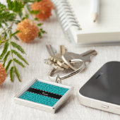 Aangepaste douanenaam turquoise swirls sleutelhanger (Zijkant)