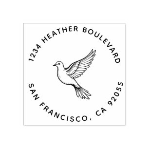 Aangepaste Dove Bird Retour Adres Familienaam Rubberstempel