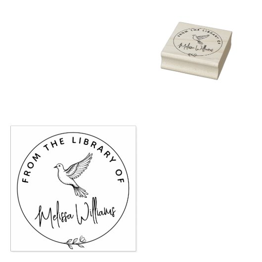 Aangepaste Dove Ex Libris uit het bibliotheekboek Rubberstempel (Gestempeld)
