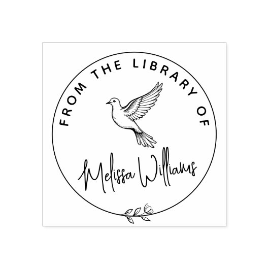 Aangepaste Dove Ex Libris uit het bibliotheekboek Rubberstempel (Afrduk)