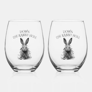 Aangepaste Down The Rabbit Hole Grijs Bunny Wijnglas Zonder Voet
