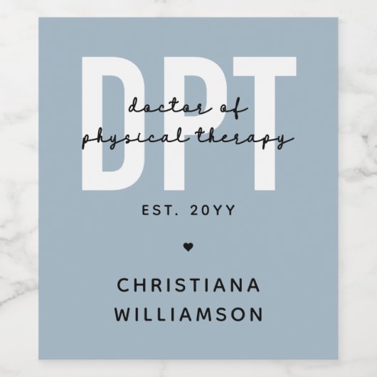 Aangepaste DPT Doctor in de Fysieke Behandeling Wijn Etiket (Enkel label)