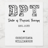 Aangepaste DPT Doctor in de Fysieke Behandeling Wijn Etiket (Enkel label)