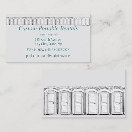 Aangepaste draagbare toiletverhuur visitekaartje (Voorkant / Achterkant)
