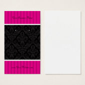 Aangepaste draagkaarten Hot Pink Black Damask Stri Visitekaartjes (Voorkant /achterkant)