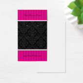 Aangepaste draagkaarten Hot Pink Black Damask Stri Visitekaartjes (Bureau)