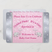 Aangepaste, draaiende roze babymeisjes Uitnodiging (Voorkant / Achterkant)