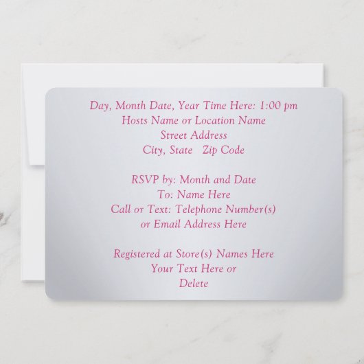 Aangepaste, draaiende roze babymeisjes Uitnodiging (Achterkant)