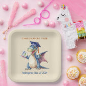 Aangepaste Draak Kleuterschool Afgestudeerde Vierk Papieren Bordje (Feest)