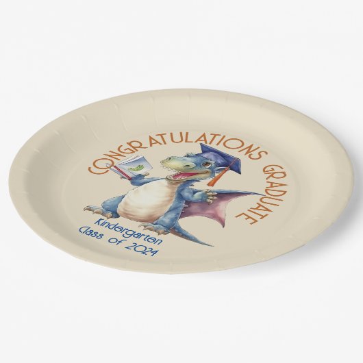 Aangepaste Dragon Kleuterschool Afstuderen Papieren Bordje (Gekanteld)