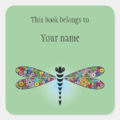 Aangepaste Dragonfly Damselfly Sticker Bookplaat (Voorkant)