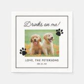 Aangepaste Drankjes Op Mij Foto Huisdier Trouwen Servet (Voorkant)