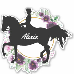 Aangepaste Dressage Horse Name Floral Sticker