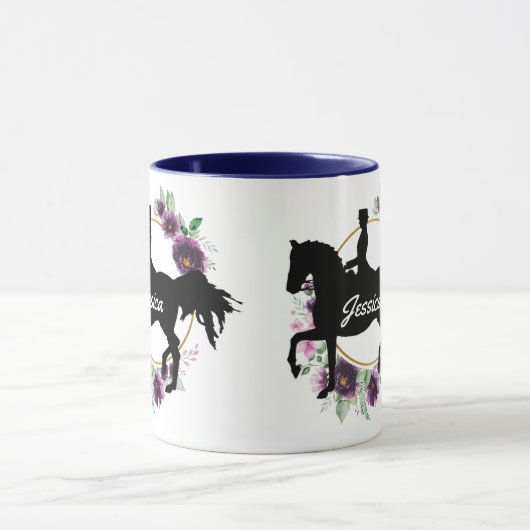 Aangepaste Dressage Horse Riding Floral Name Mok (Midden)