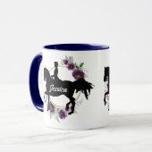 Aangepaste Dressage Horse Riding Floral Name Mok (Voorkant links)