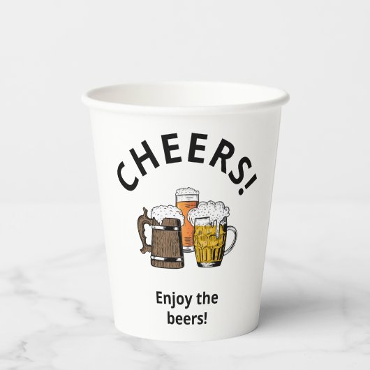 Aangepaste drie Cheers bieren Papieren Bekers (Achterkant)