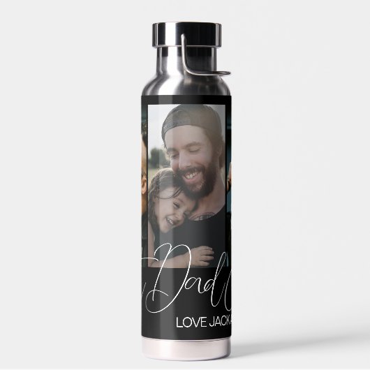 Aangepaste drie foto collage beste vader ooit geïs waterfles (Links)