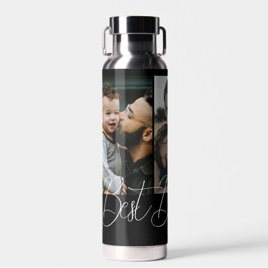 Aangepaste drie foto collage beste vader ooit geïs waterfles (Voorkant)