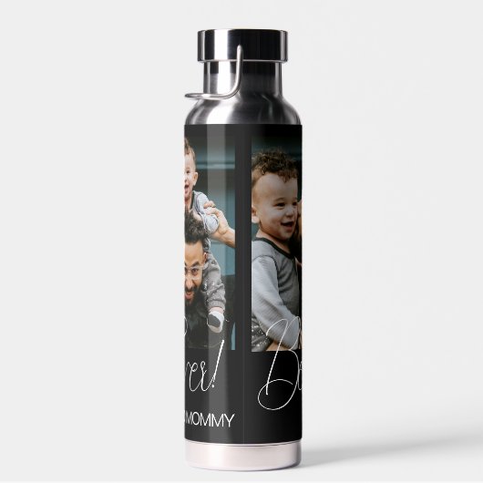 Aangepaste drie foto collage beste vader ooit geïs waterfles (Rechts)