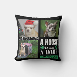 Aangepaste drie foto-collage en hondenquote cus kussen