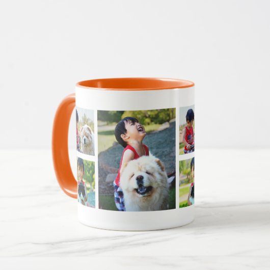 Aangepaste drie foto-collage met 2 bits koffie mok (Voorkant links)