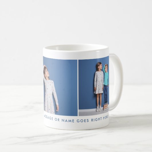 Aangepaste drie foto's en alle tekst koffiemok (Voorkant rechts)