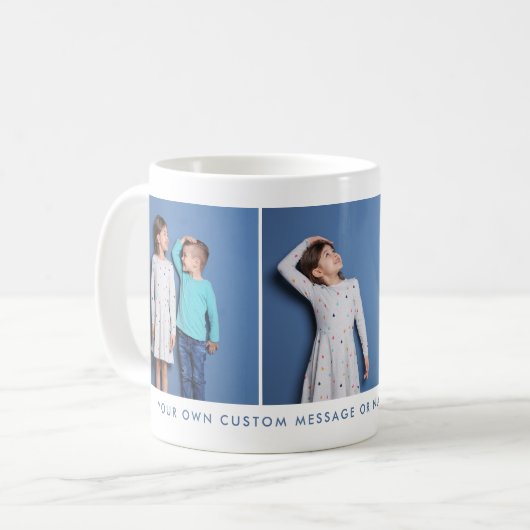 Aangepaste drie foto's en alle tekst koffiemok (Voorkant links)