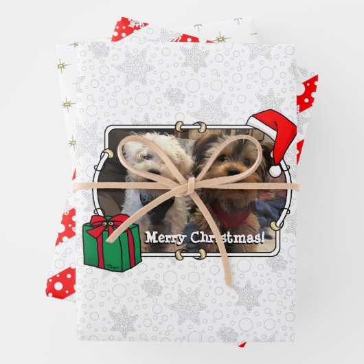 Aangepaste drie kerstkerstkerstkerstkerstkerstkers inpakpapier vel (In situ)