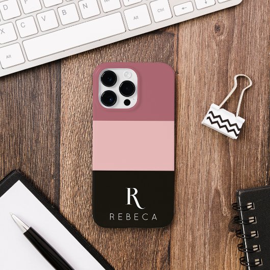 Aangepaste drie kleur Block Roos Gold Blush Zwart Case-Mate iPhone Case