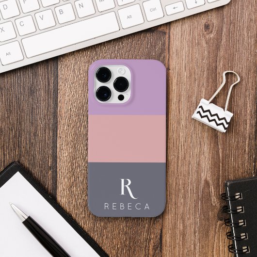 Aangepaste drie kleuren blok Lila Sinaasappel grij Case-Mate iPhone Case