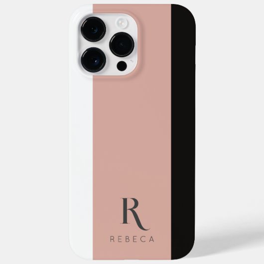 Aangepaste drie kleuren blok Roos Goud Wit Zwart Case-Mate iPhone Case (Achterkant)