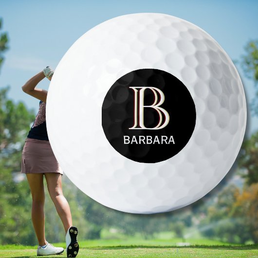 Aangepaste drie-lagen monogram met voornaam golfballen