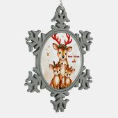 Aangepaste drie rendieren tin sneeuwvlok ornament (Links)