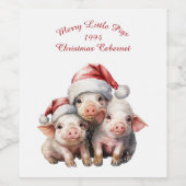 Aangepaste Drie Vrolijke Kleine Varkens Kerstvakan Wijn Etiket (Enkel label)