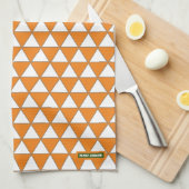 Aangepaste driehoeken oranje en witachtig modern theedoek (Quarter Fold)