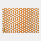Aangepaste driehoeken oranje en witachtig modern theedoek (Horizontaal)