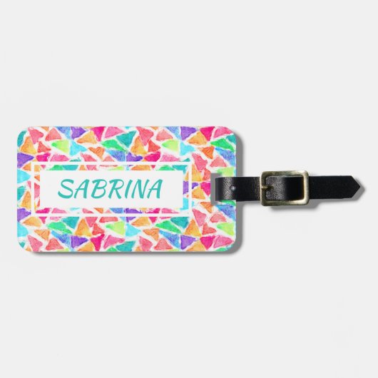 Aangepaste driehoeken veelhoekige Waterverf Bagagelabel (Voorkant horizontaal)