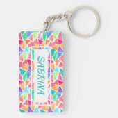 Aangepaste driehoeken veelhoekige Waterverf Sleutelhanger (achterkant)