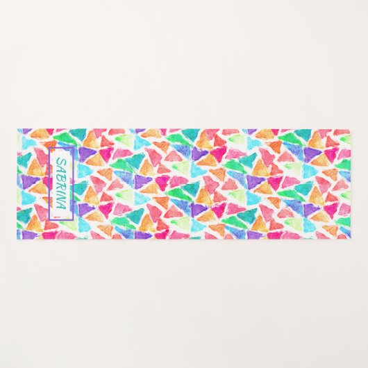 Aangepaste driehoeken veelhoekige Waterverf Yogamat (Voorkant (horizontaal))