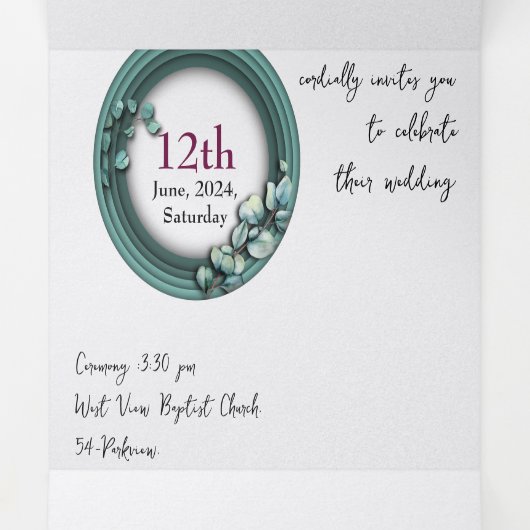 Aangepaste drieledige brief Vold Weddenschap Drieluik Uitnodiging (Binnenkant midden)