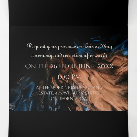 Aangepaste drieledige uitnodiging voor bruiloft (Binnenkant midden)