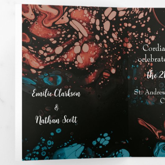 Aangepaste drieledige uitnodiging voor bruiloft (z (Binnenzijde eerst)