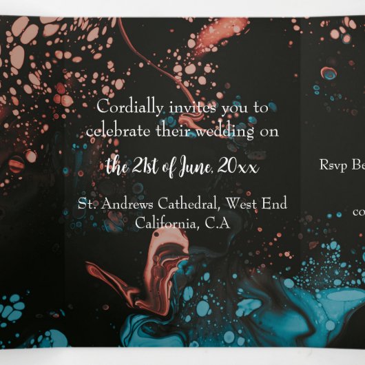 Aangepaste drieledige uitnodiging voor bruiloft (z (Binnenkant midden)