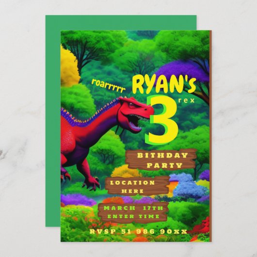 Aangepaste drieledige verjaardagsuitnodiging kaart (Voorkant / Achterkant)