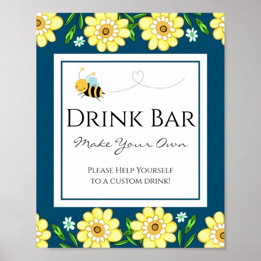 Aangepaste Drink balie voor bijen Baby shower Poster (Voorkant)
