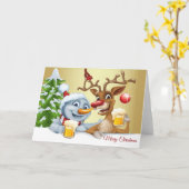 Aangepaste Drink kerstkaart en rendiervakantiekaar Kaart (Gele Bloem)
