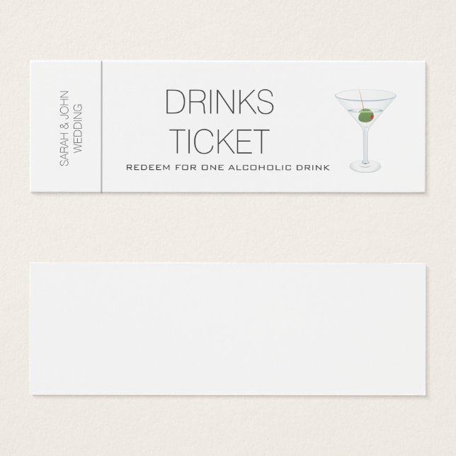 Aangepaste Drink Ticket Wedding Reception-minikaar Mini Visitekaartjes (Voorkant /achterkant)